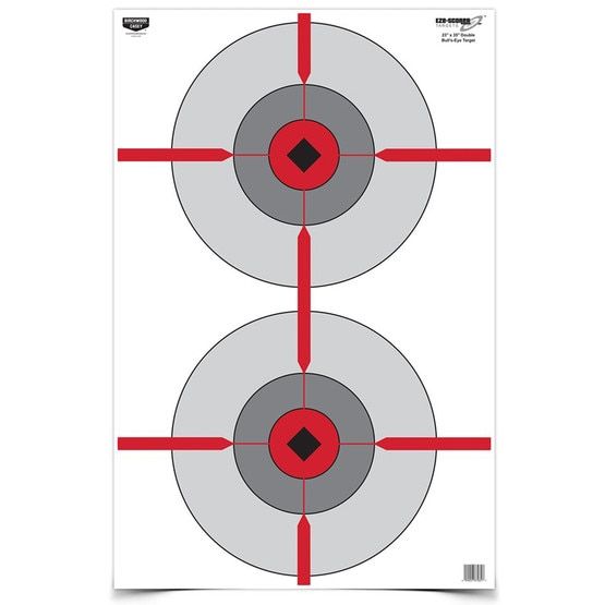 Birchwood Casey Eze-Scorer 23"x35" Double Bull's-Eye Target features a high contrast design